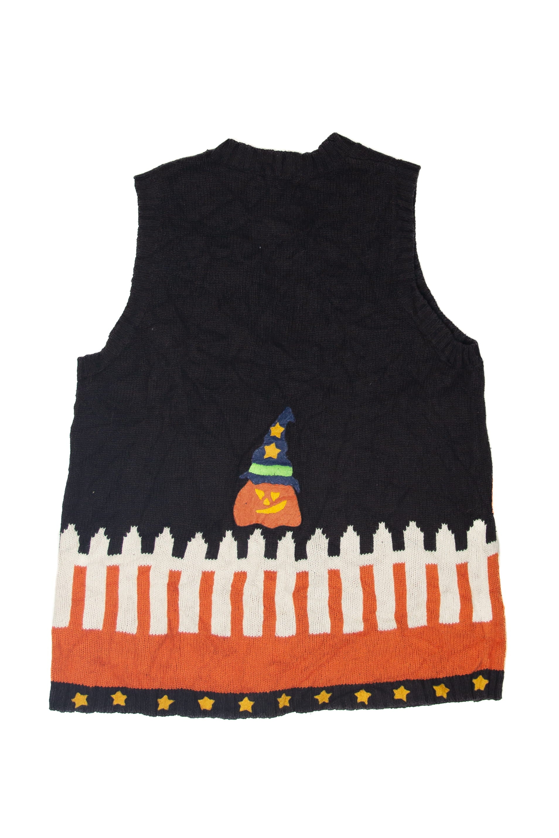 Vintage Pumpkins Picket Fence Halloween Vest (2000s)
