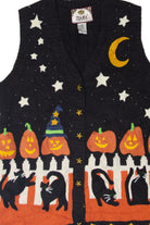 Vintage Pumpkins Picket Fence Halloween Vest (2000s)