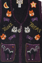 Vintage Trick Treat Cats Halloween Vest (2000s)
