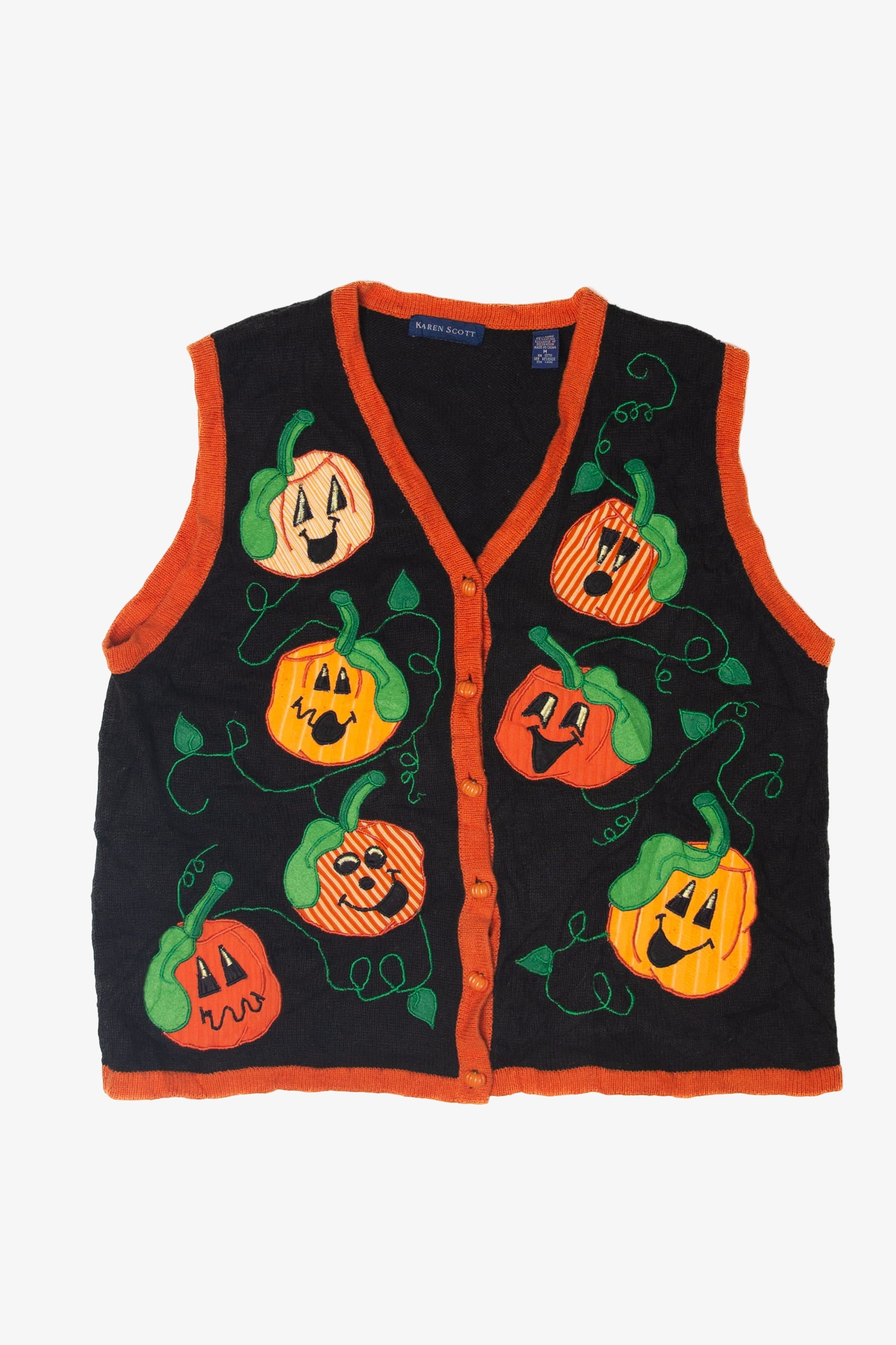 Vintage Happy Pumpkins Halloween Vest (1990s)
