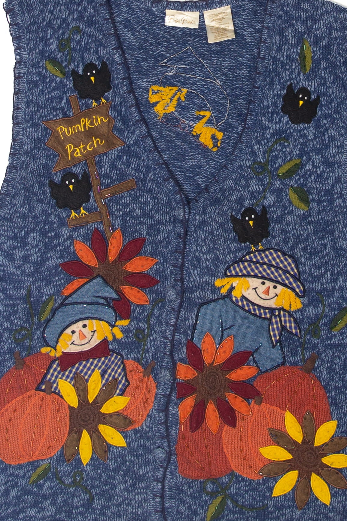 Vintage Pumpkin Patch Scarecrows Autumn Harvest Vest (1990s)