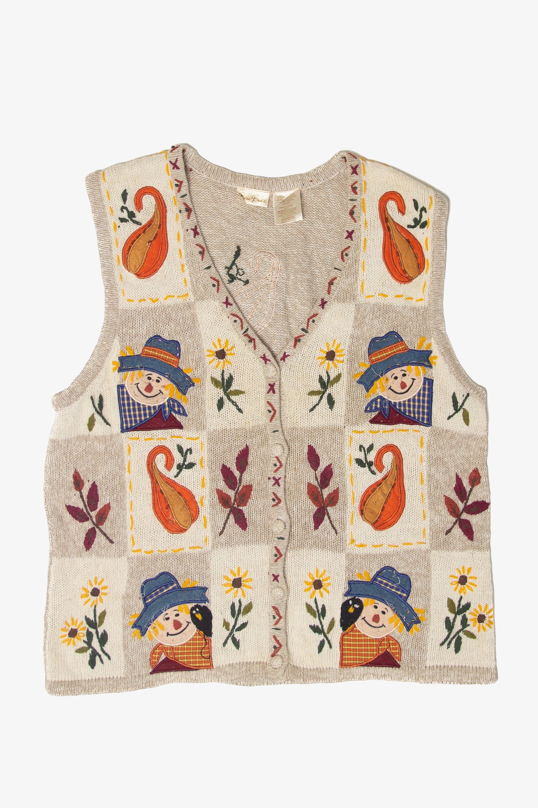 Vintage Scarecrows And Crows Halloween Vest (1990s)