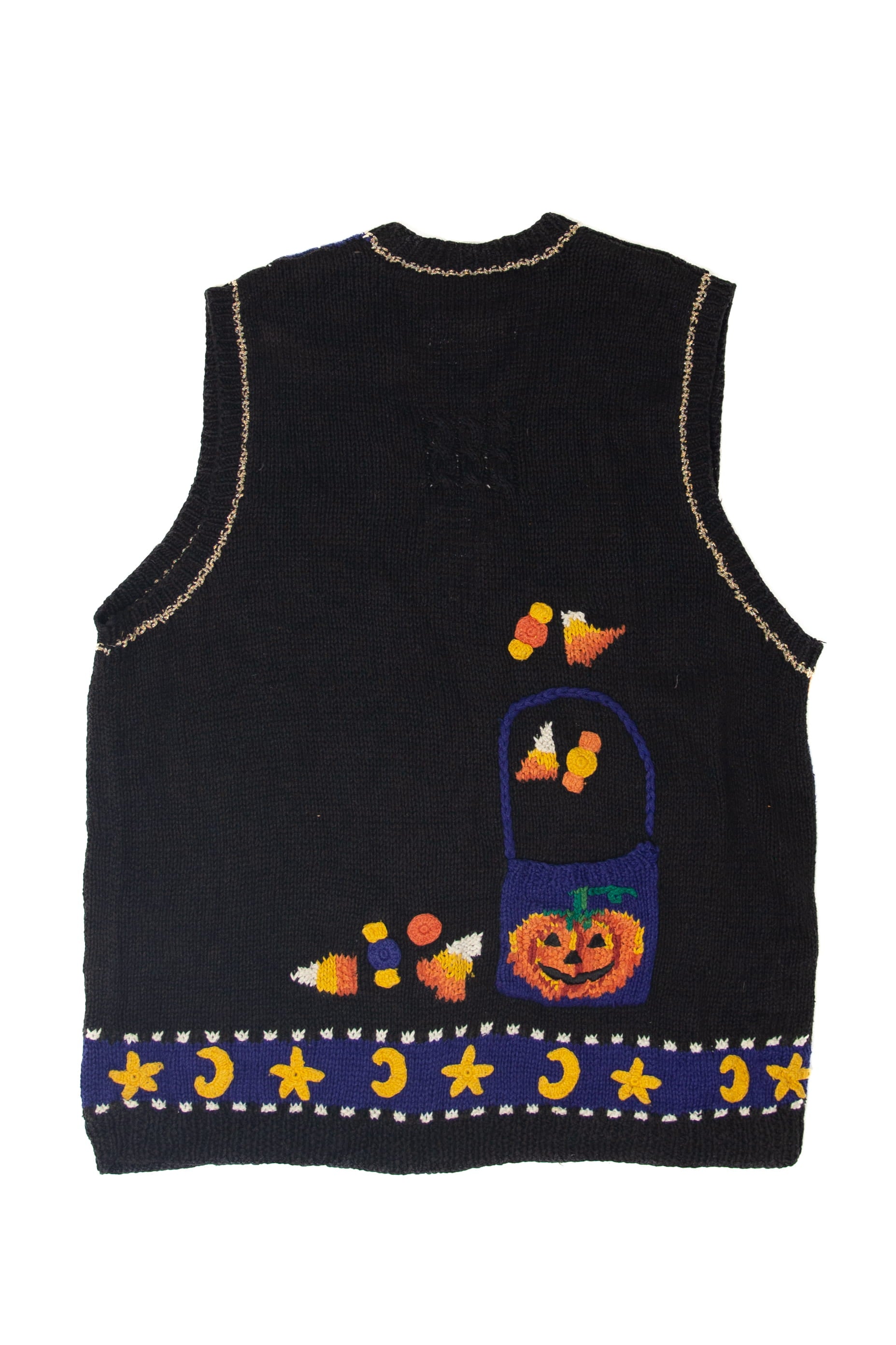 Vintage Hand Knit Trick Or Treat Halloween Vest (1990s)
