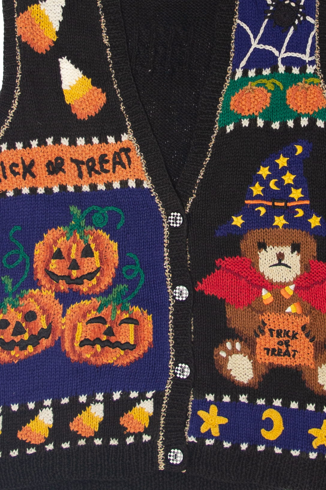 Vintage Hand Knit Trick Or Treat Halloween Vest (1990s)