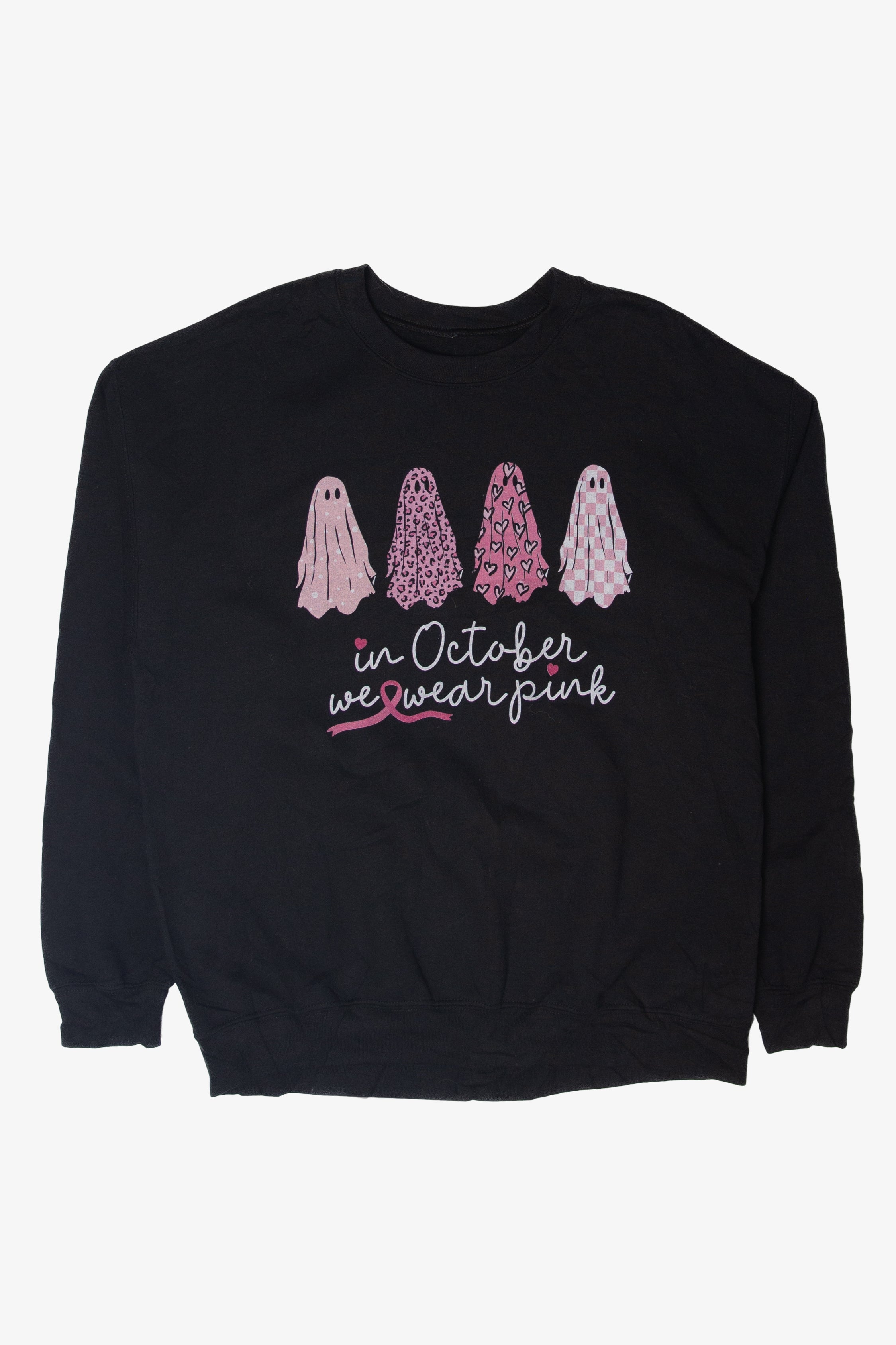 "In October We Wear Pink" Ghosts Halloween Sweater