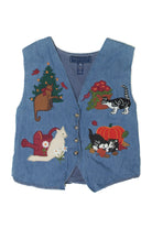 Vintage Cats Autumn Harvest Denim Vest (2000s)