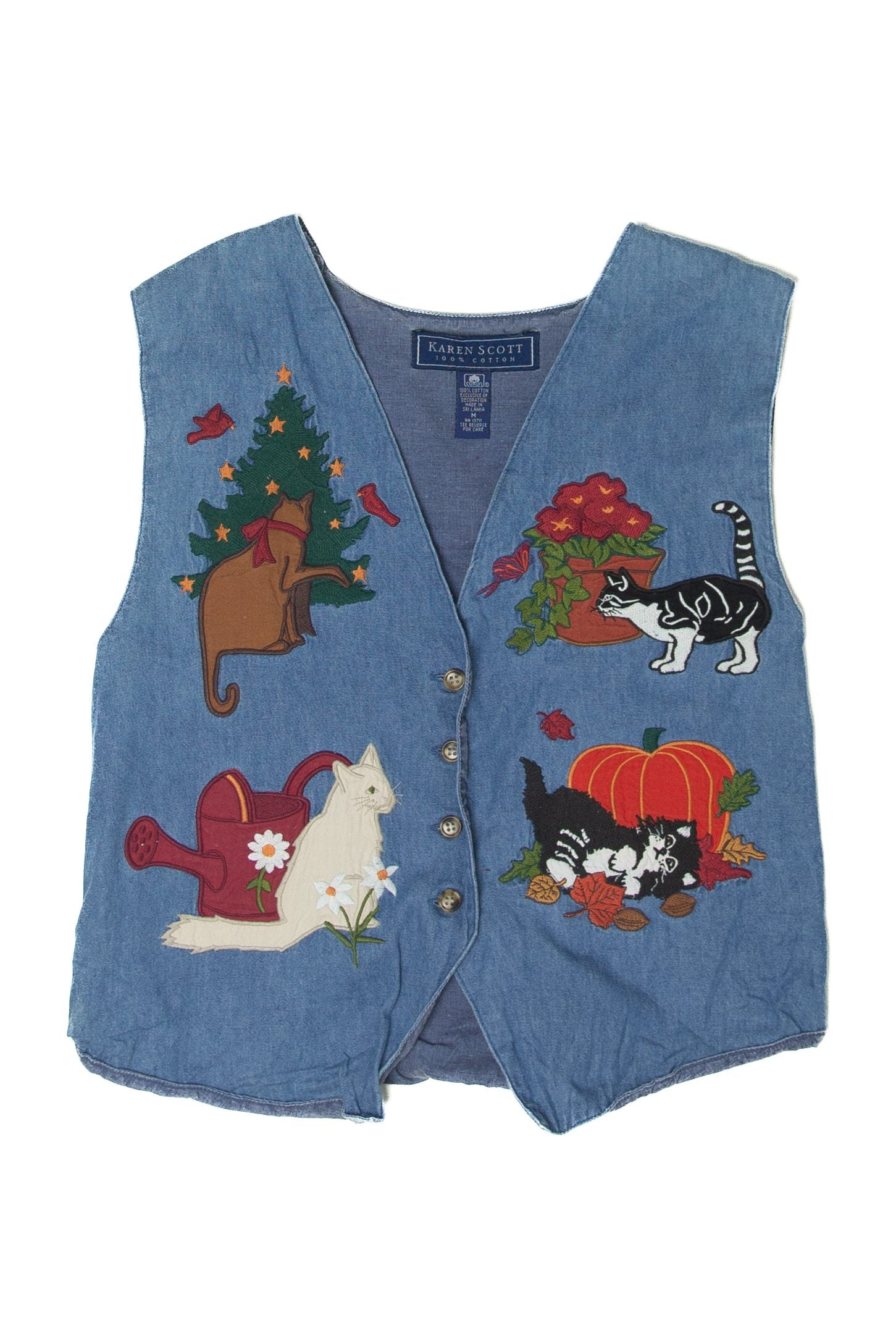 Vintage Cats Autumn Harvest Denim Vest (2000s)
