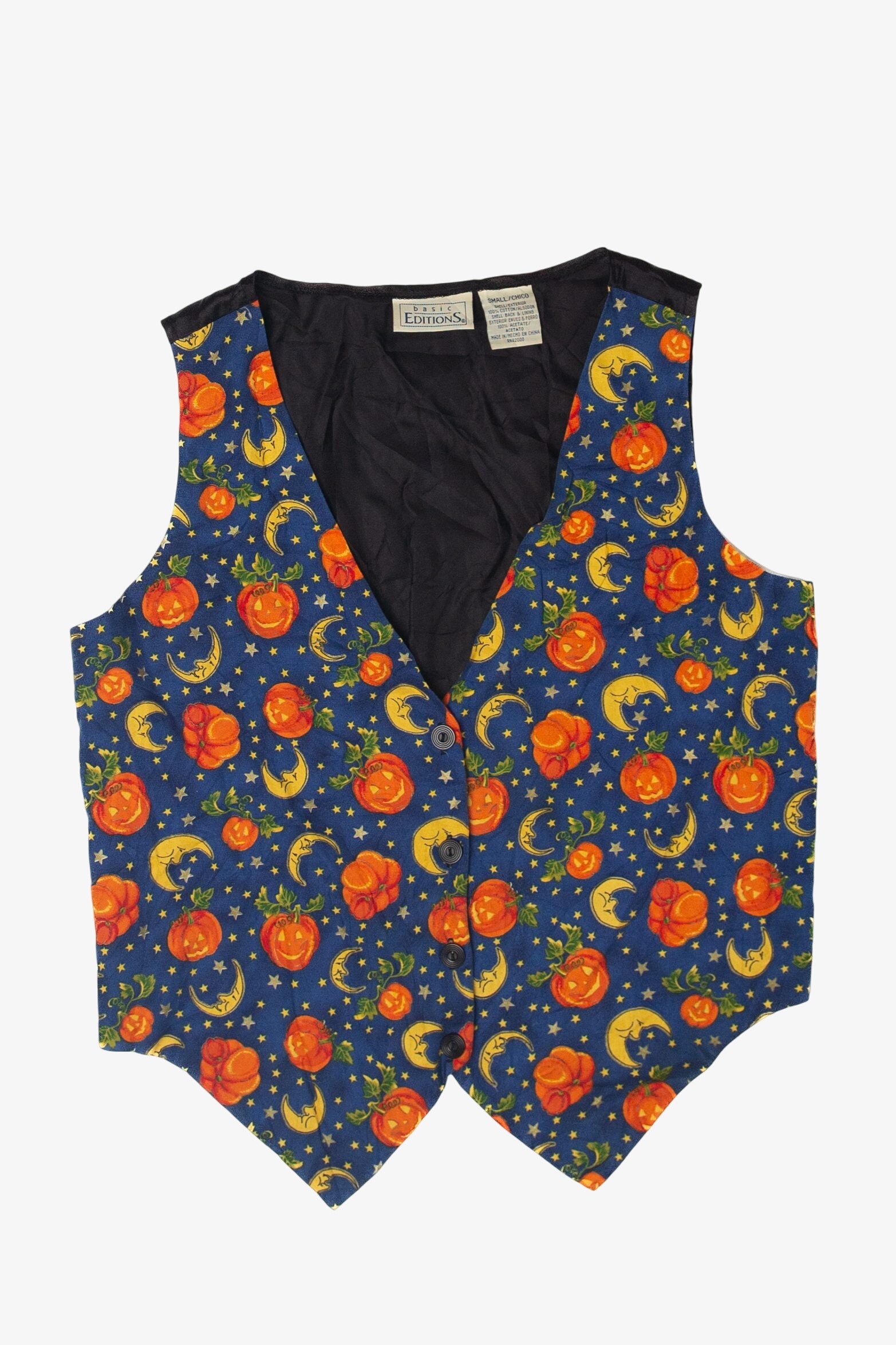 Vintage Pumpkins And Moon Halloween Vest (1990s)