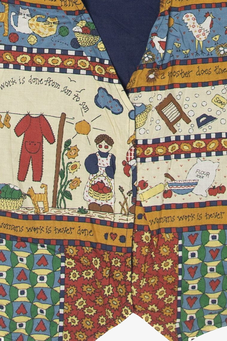 Vintage "A Woman's Work IS Never Done" Autumn Vest (1990s)
