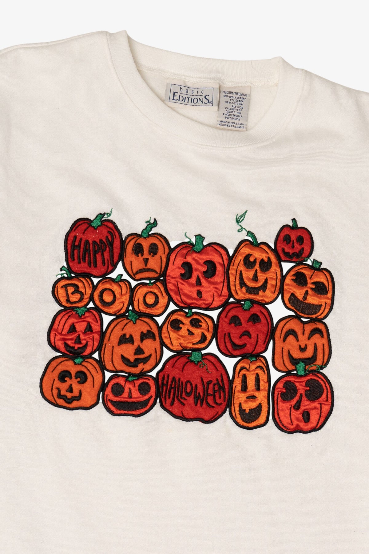 Vintage "Happy Halloween" Pumpkins Sweatshirt (1990s)