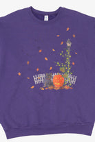 Purple Black Cat And Pumpkin Halloween Sweatshirt (2010s)