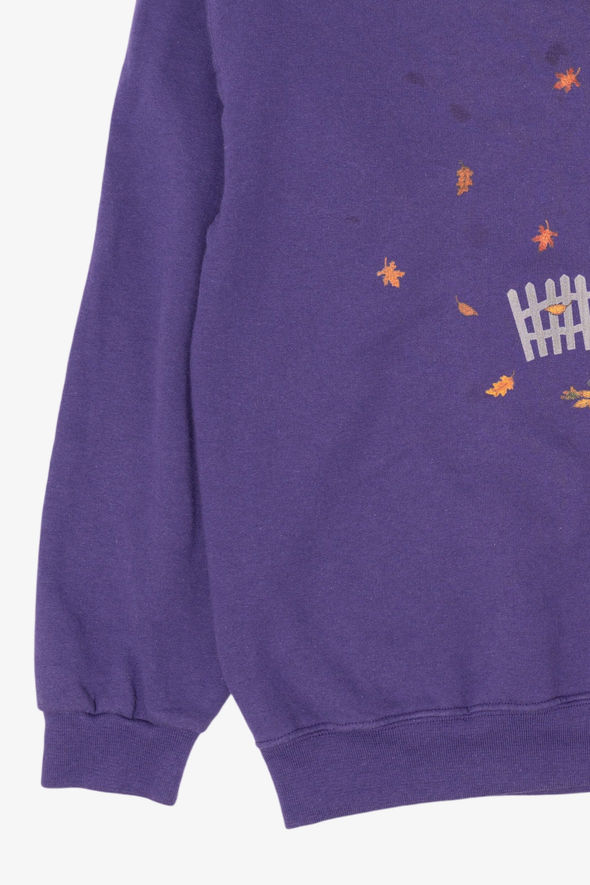 Purple Black Cat And Pumpkin Halloween Sweatshirt (2010s)