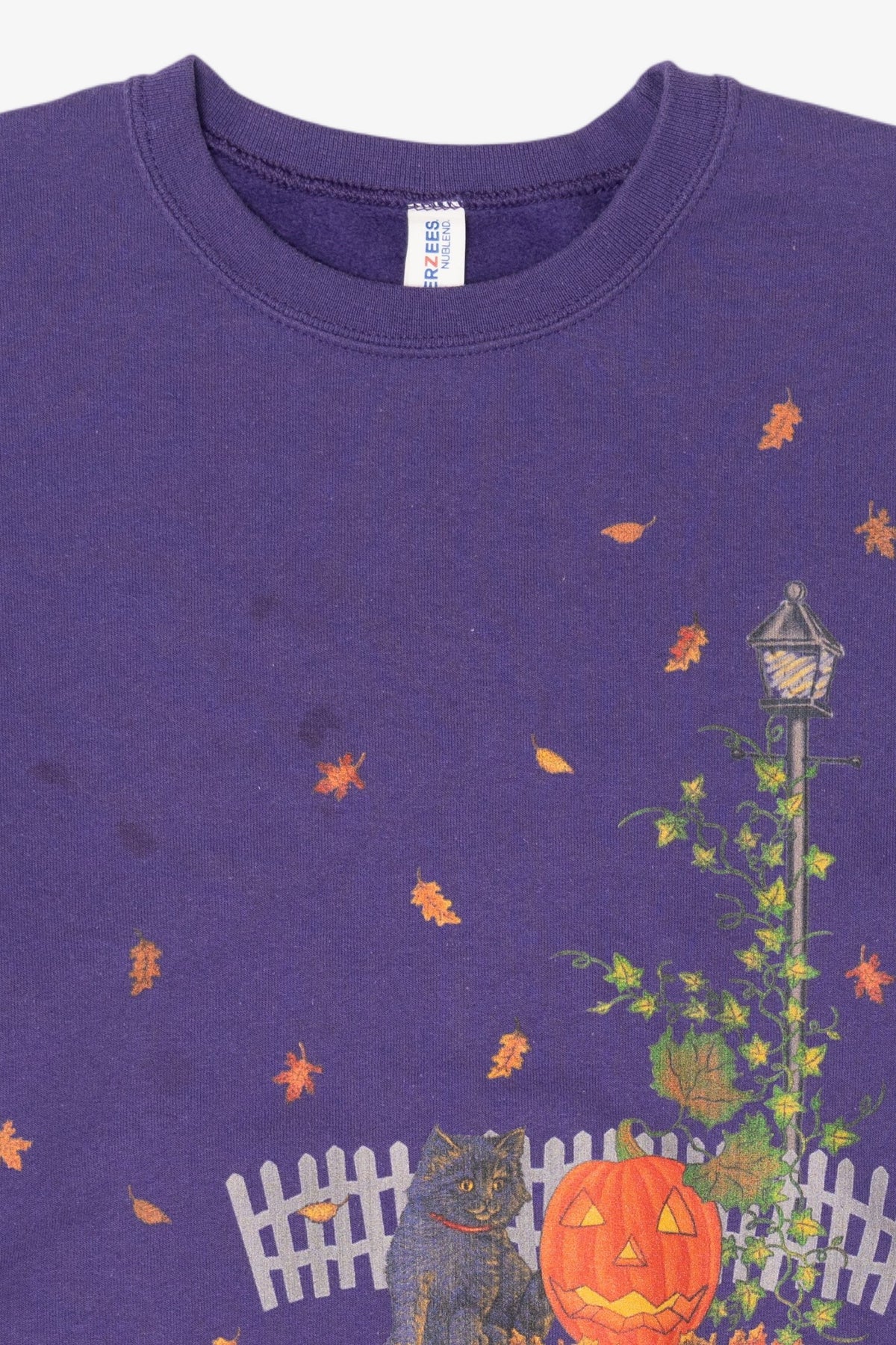 Purple Black Cat And Pumpkin Halloween Sweatshirt (2010s)