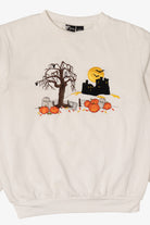Vintage Haunted House And Pumpkin Field Halloween Sweatshirt (1990s)
