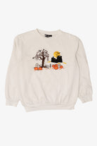 Vintage Haunted House And Pumpkin Field Halloween Sweatshirt (1990s)