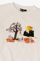 Vintage Haunted House And Pumpkin Field Halloween Sweatshirt (1990s)