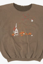 Vintage Chapel In Pumpkin Field Halloween Sweatshirt (1990s)