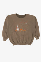Vintage Chapel In Pumpkin Field Halloween Sweatshirt (1990s)