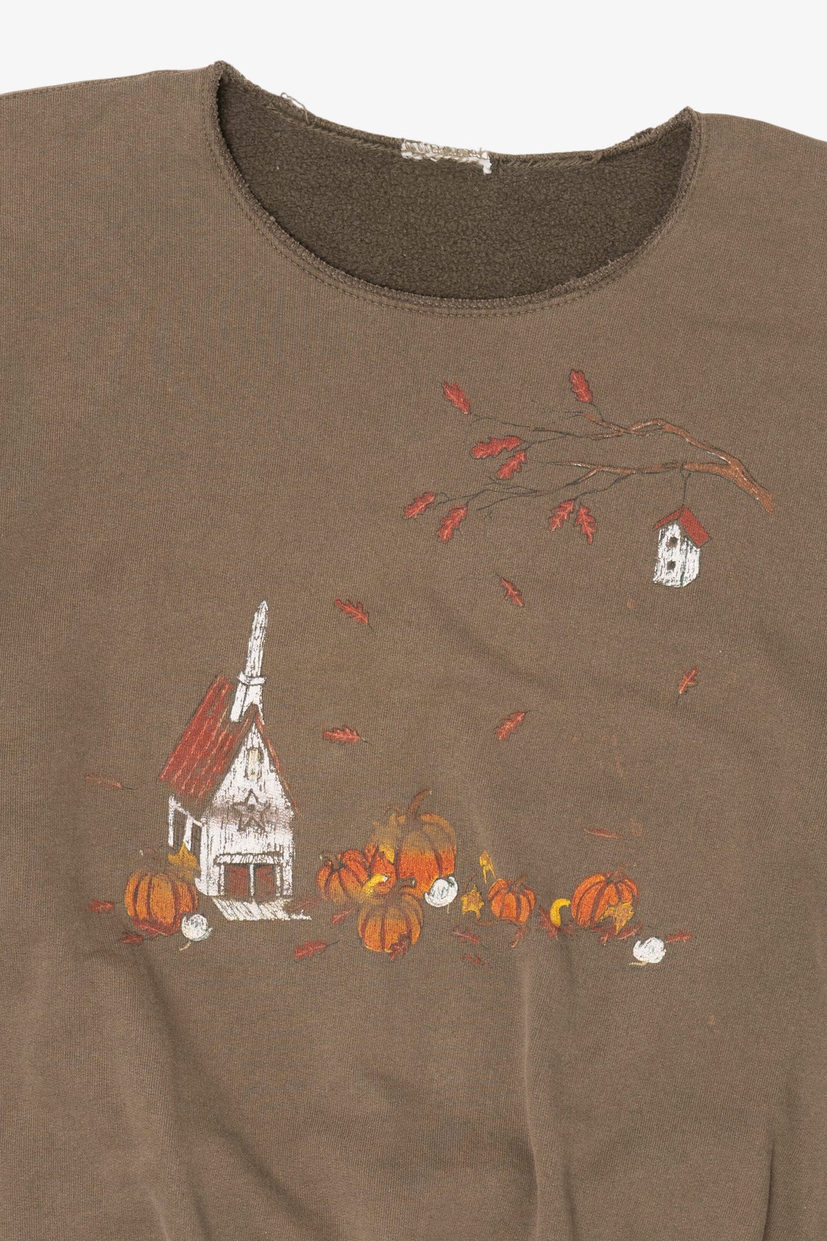 Vintage Chapel In Pumpkin Field Halloween Sweatshirt (1990s)