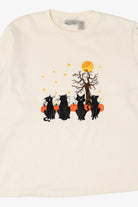 Vintage Black Cats And Pumpkins Halloween Sweatshirt (1990s)