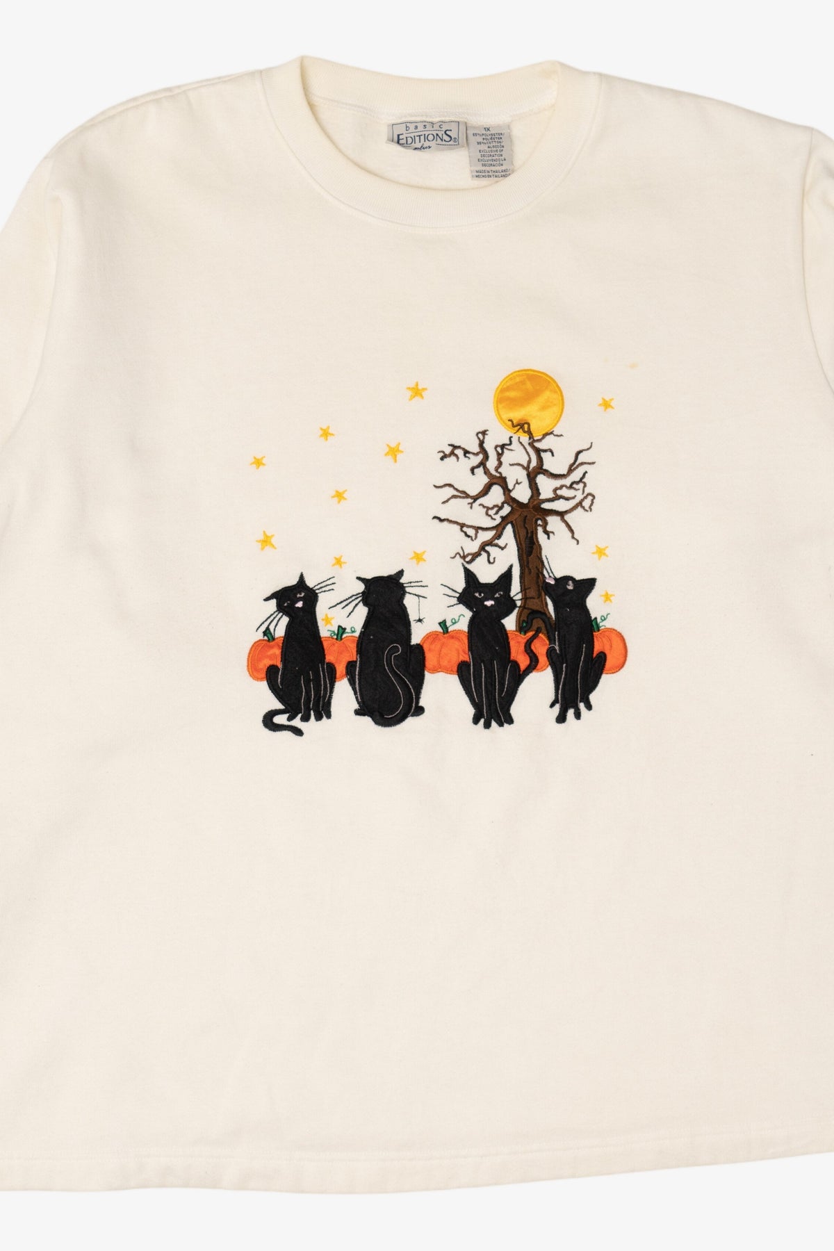 Vintage Black Cats And Pumpkins Halloween Sweatshirt (1990s)