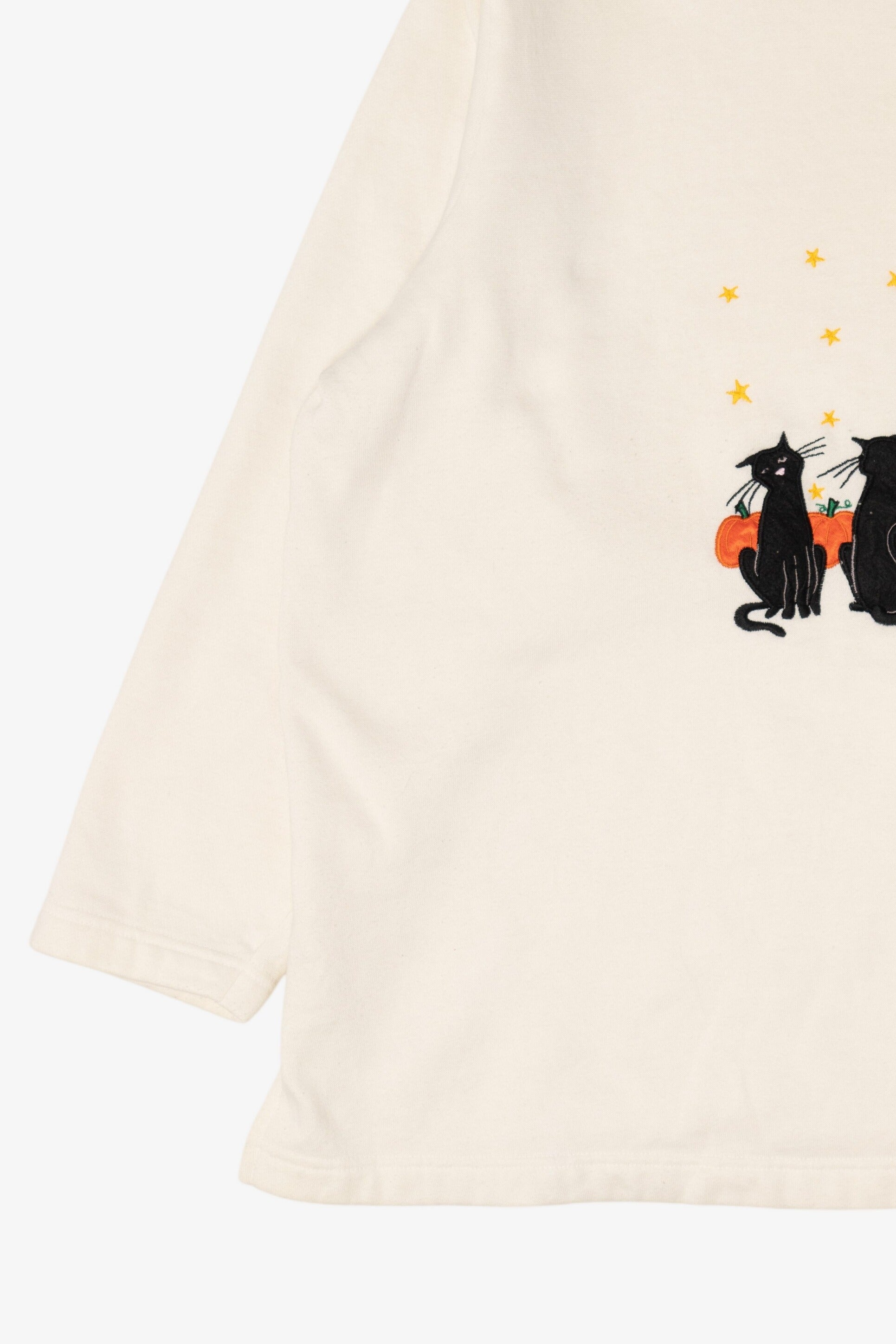 Vintage Black Cats And Pumpkins Halloween Sweatshirt (1990s)