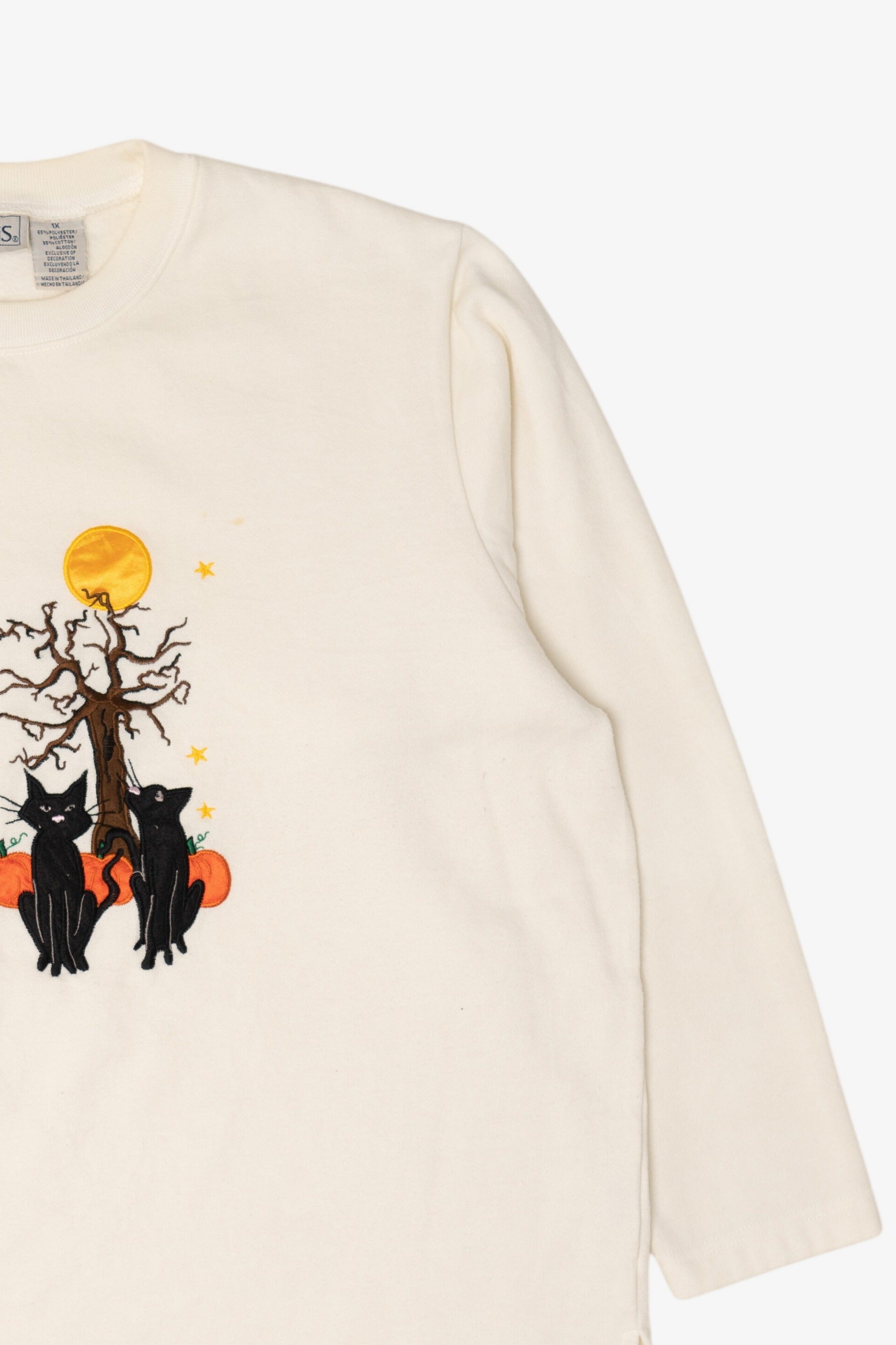 Vintage Black Cats And Pumpkins Halloween Sweatshirt (1990s)