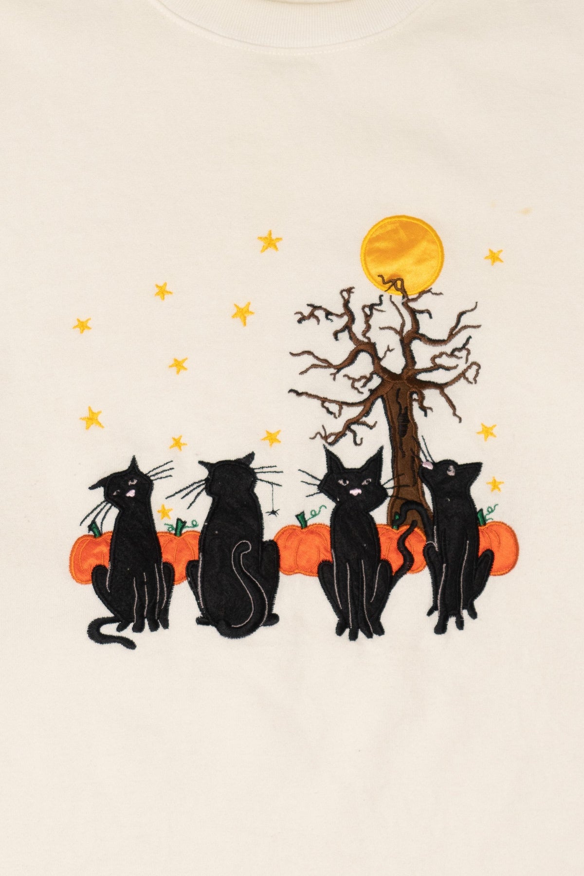 Vintage Black Cats And Pumpkins Halloween Sweatshirt (1990s)
