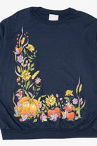 Vintage Navy Blue Blair Autumn Harvest Sweatshirt (1990s)