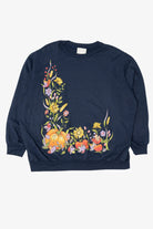 Vintage Navy Blue Blair Autumn Harvest Sweatshirt (1990s)