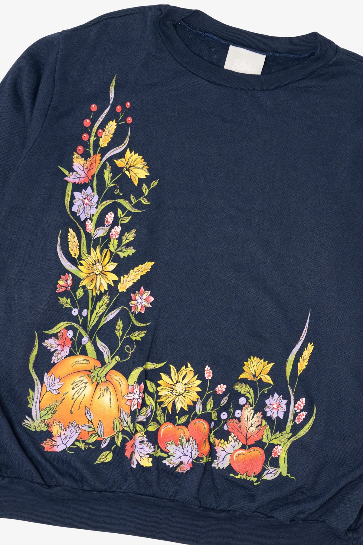 Vintage Navy Blue Blair Autumn Harvest Sweatshirt (1990s)