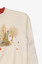 Vintage Embroidered Scarecrow Autumn Harvest Sweatshirt (1990s)