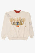 Vintage Embroidered Scarecrow Autumn Harvest Sweatshirt (1990s)