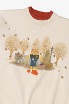 Vintage Embroidered Scarecrow Autumn Harvest Sweatshirt (1990s)