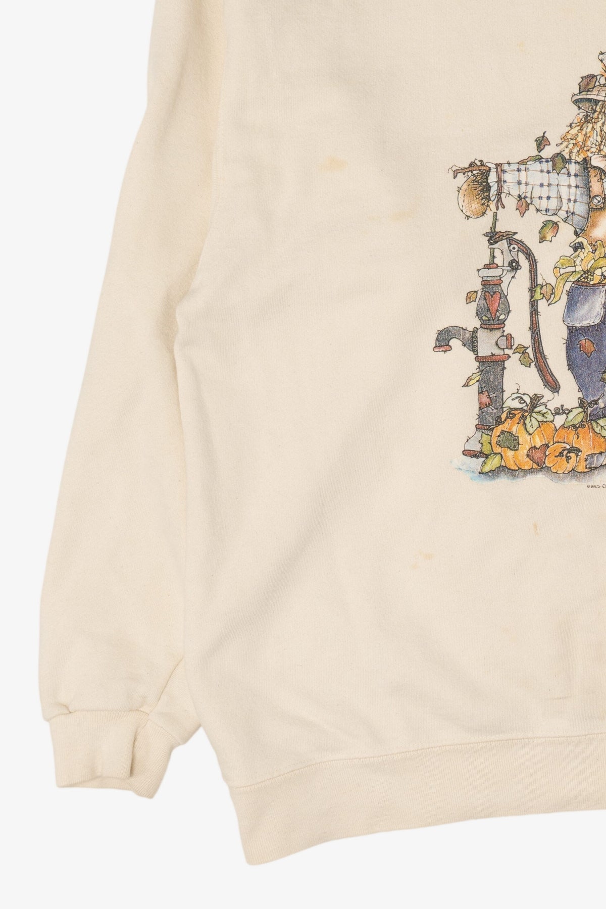 Vintage Scarecrow Pumpkins For Sale Autumn Harvest Sweatshirt (1990s)