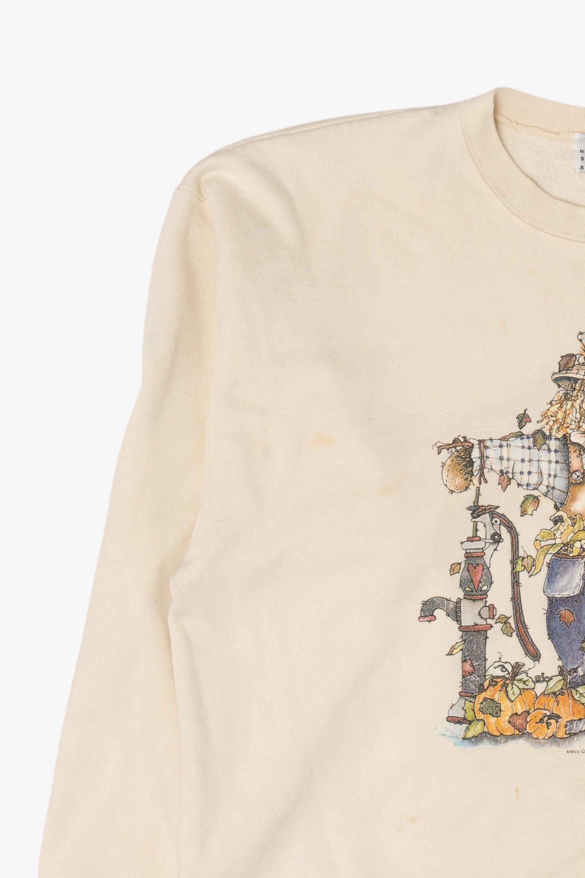 Vintage Scarecrow Pumpkins For Sale Autumn Harvest Sweatshirt (1990s)