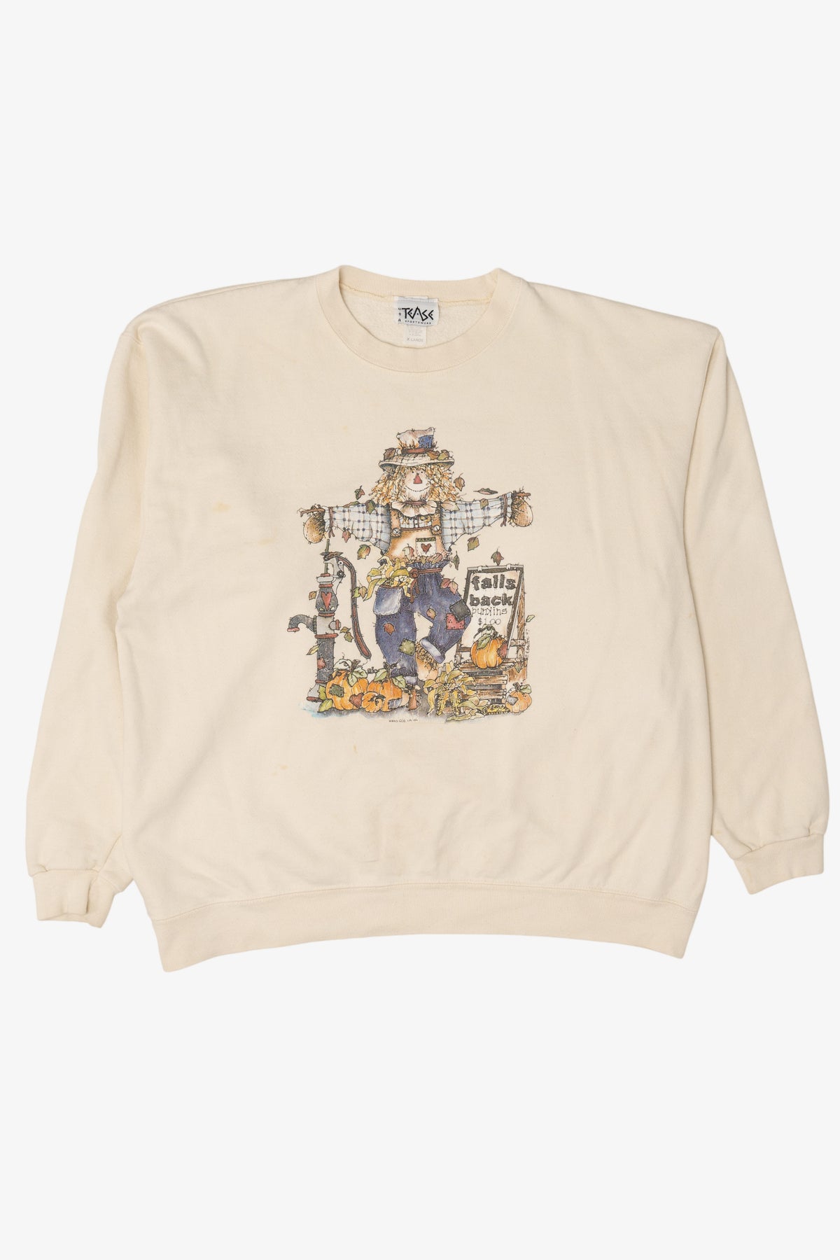 Vintage Scarecrow Pumpkins For Sale Autumn Harvest Sweatshirt (1990s)