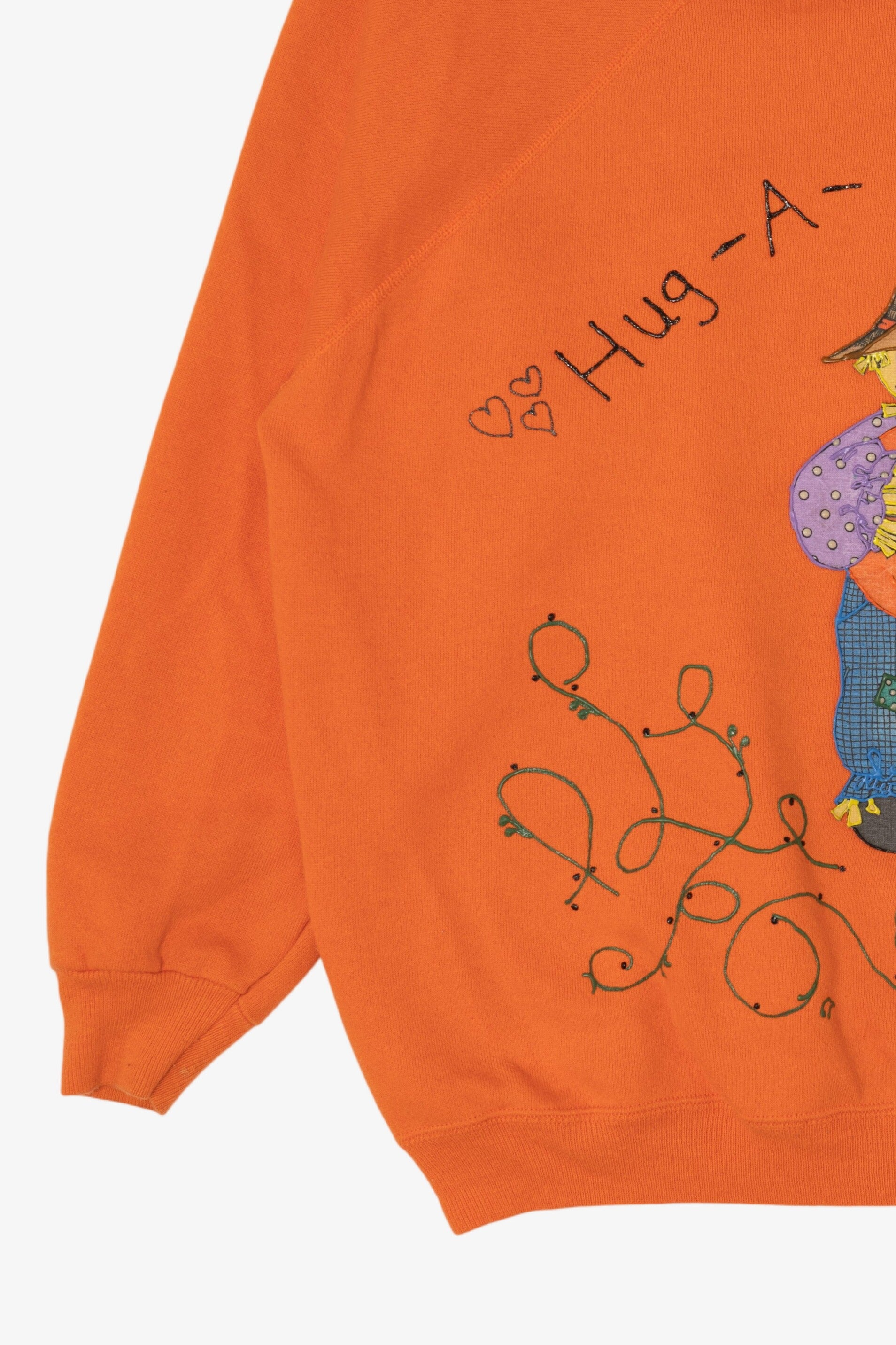 Vintage Orange Scarecrow "Hug A Pumpkin" Raglan Sweatshirt (1990s)