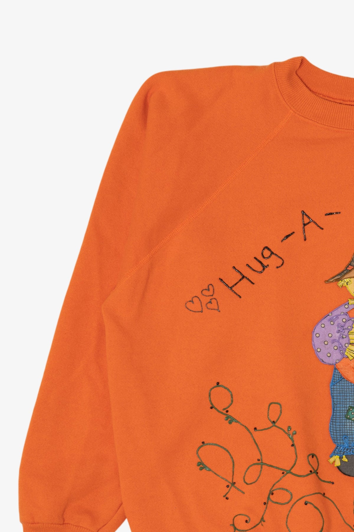 Vintage Orange Scarecrow "Hug A Pumpkin" Raglan Sweatshirt (1990s)