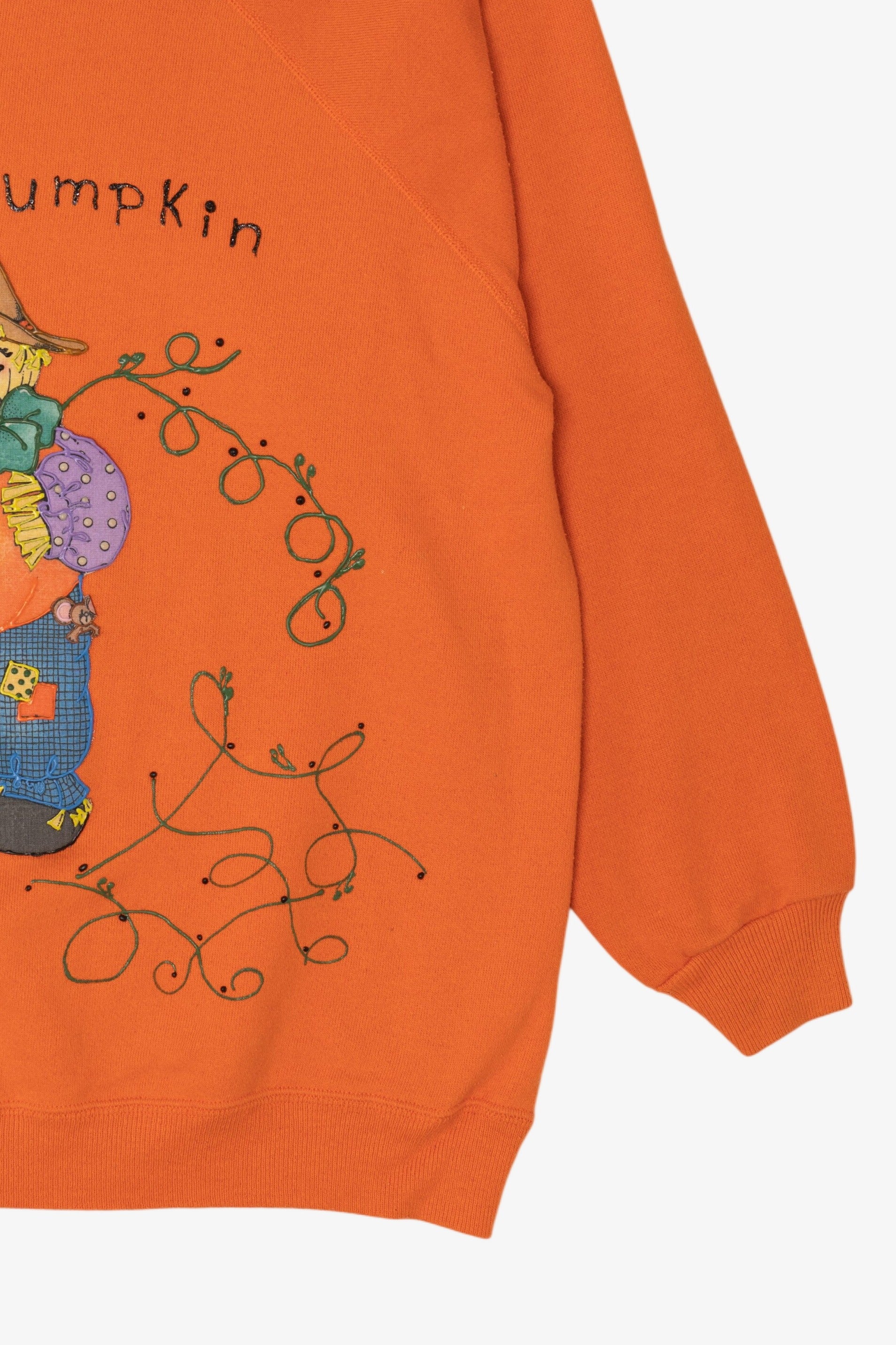 Vintage Orange Scarecrow "Hug A Pumpkin" Raglan Sweatshirt (1990s)