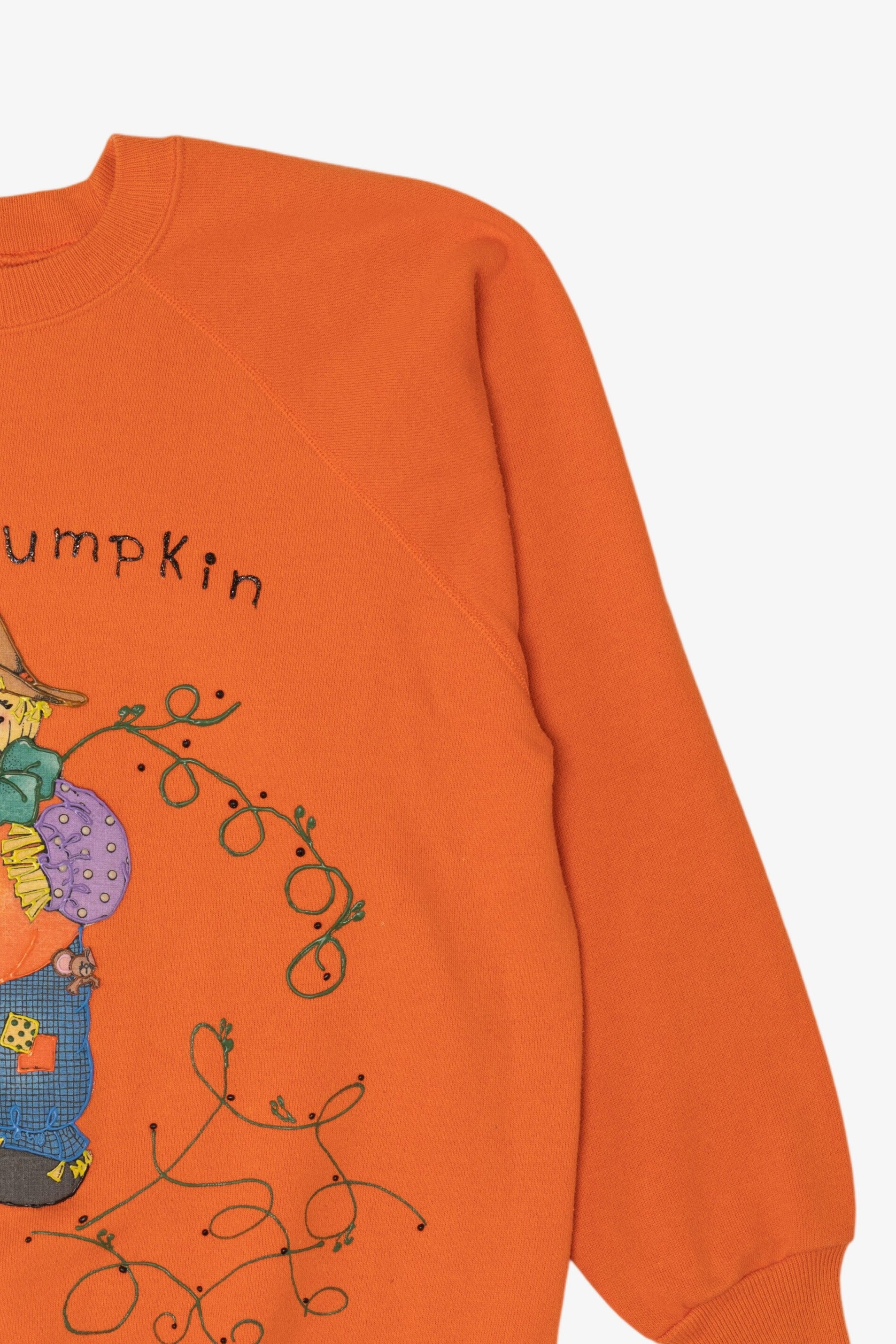 Vintage Orange Scarecrow "Hug A Pumpkin" Raglan Sweatshirt (1990s)