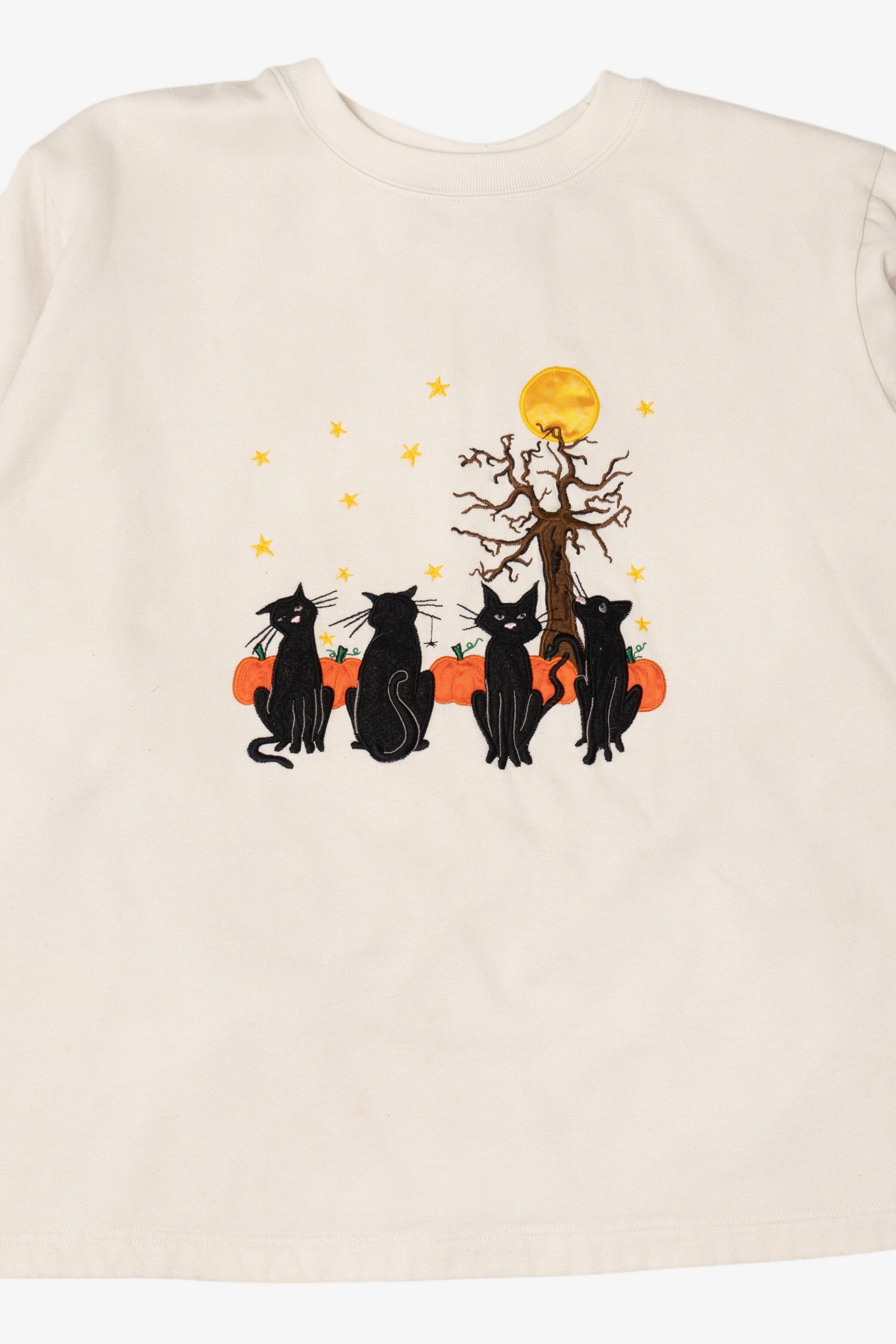 Vintage Black Cats In Pumpkin Field Halloween Sweatshirt (1990s)