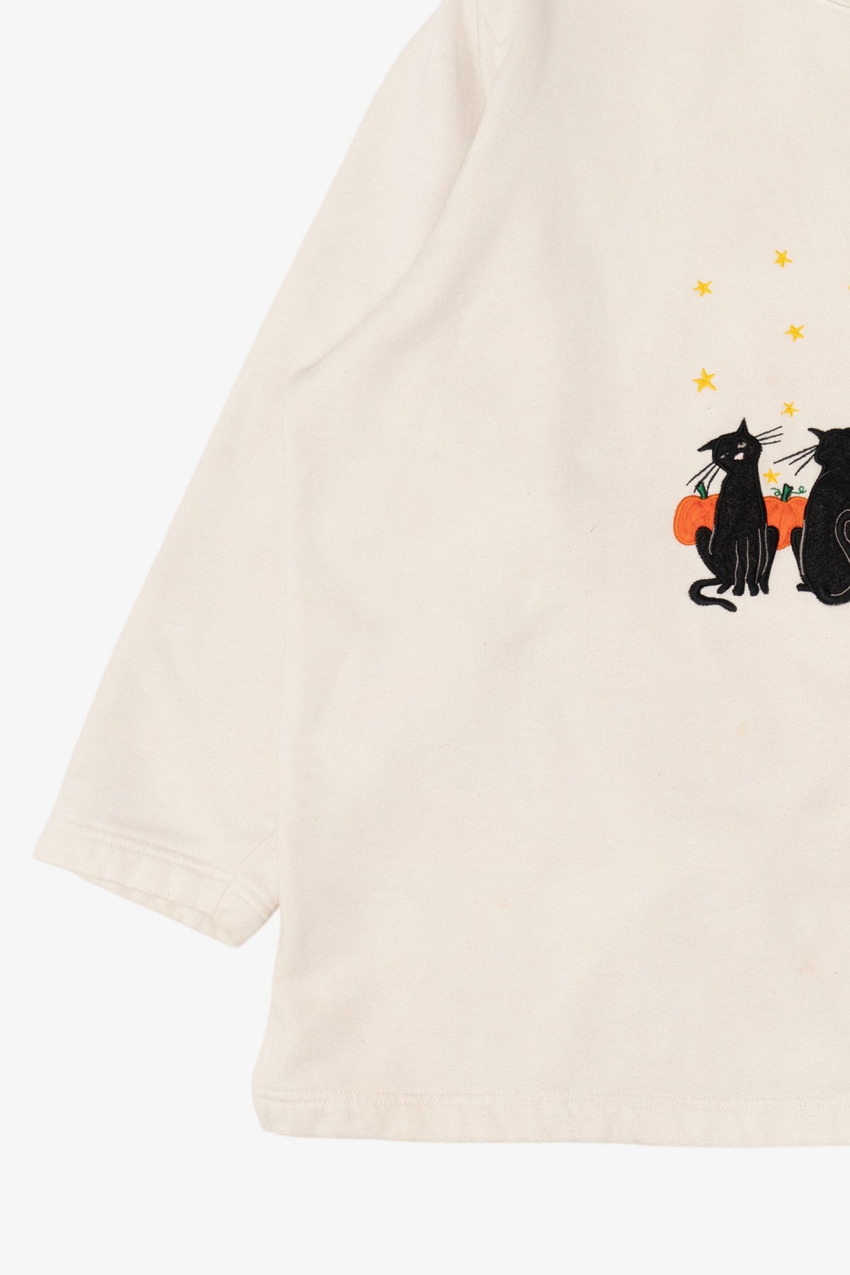 Vintage Black Cats In Pumpkin Field Halloween Sweatshirt (1990s)