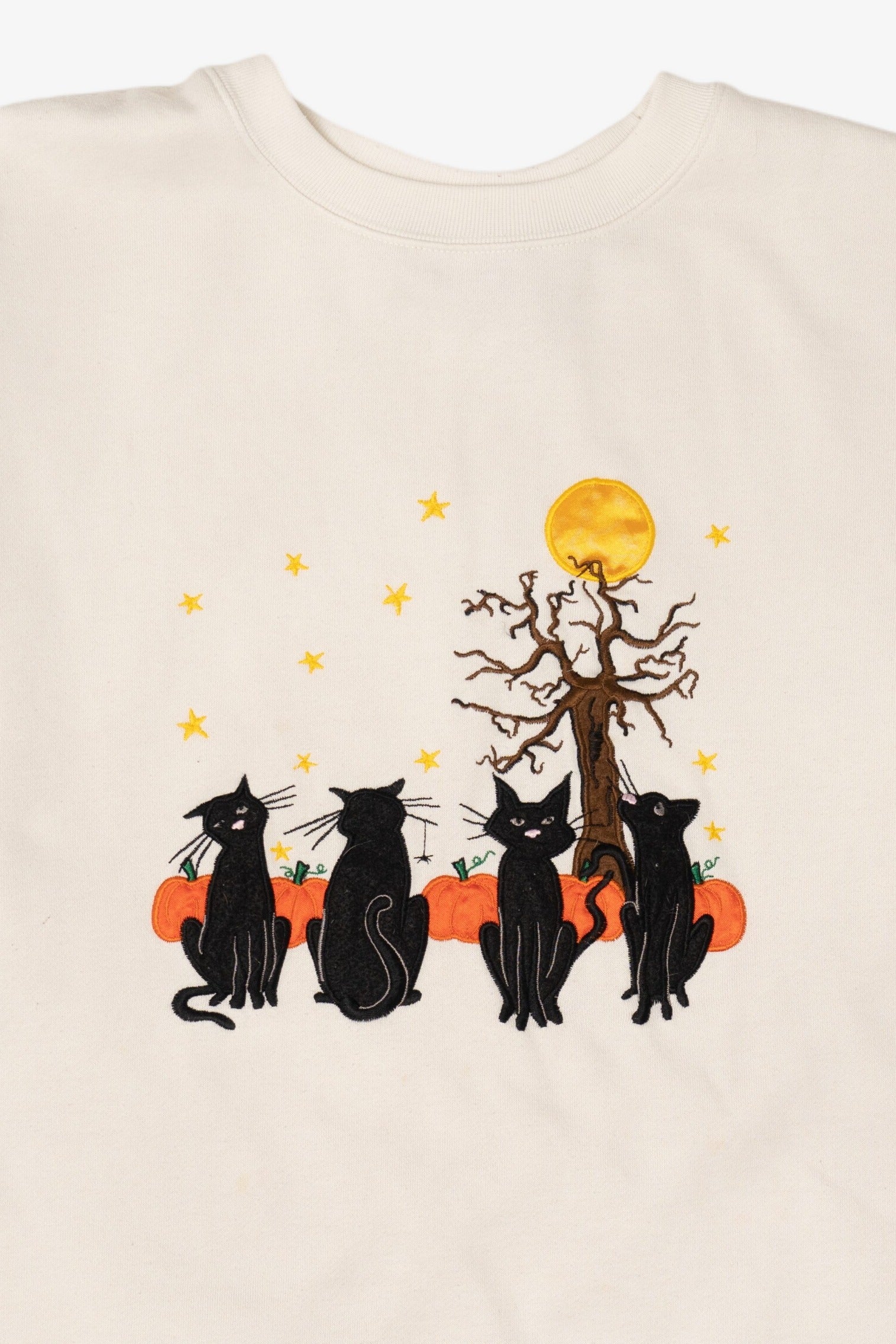 Vintage Black Cats In Pumpkin Field Halloween Sweatshirt (1990s)