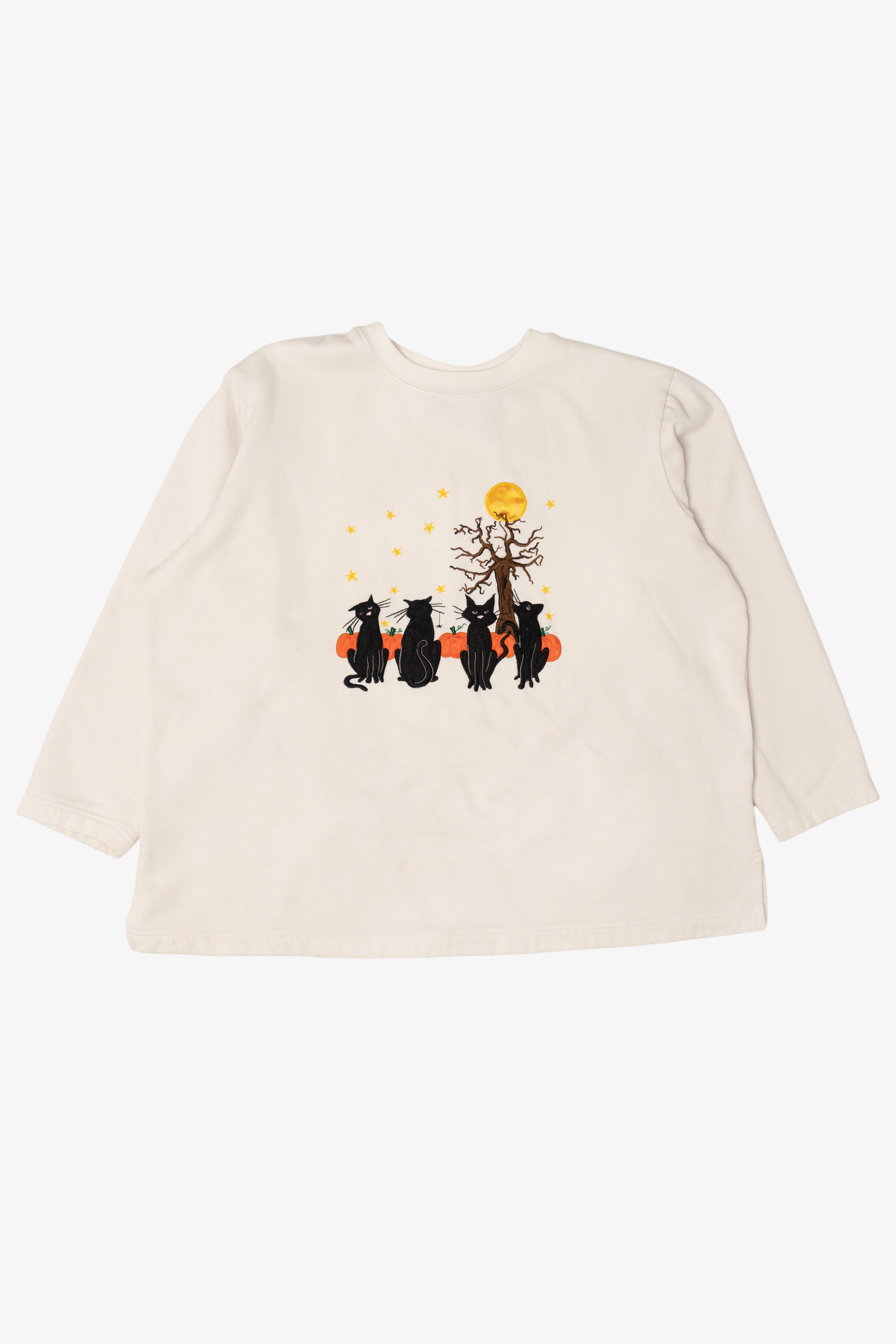 Vintage Black Cats In Pumpkin Field Halloween Sweatshirt (1990s)
