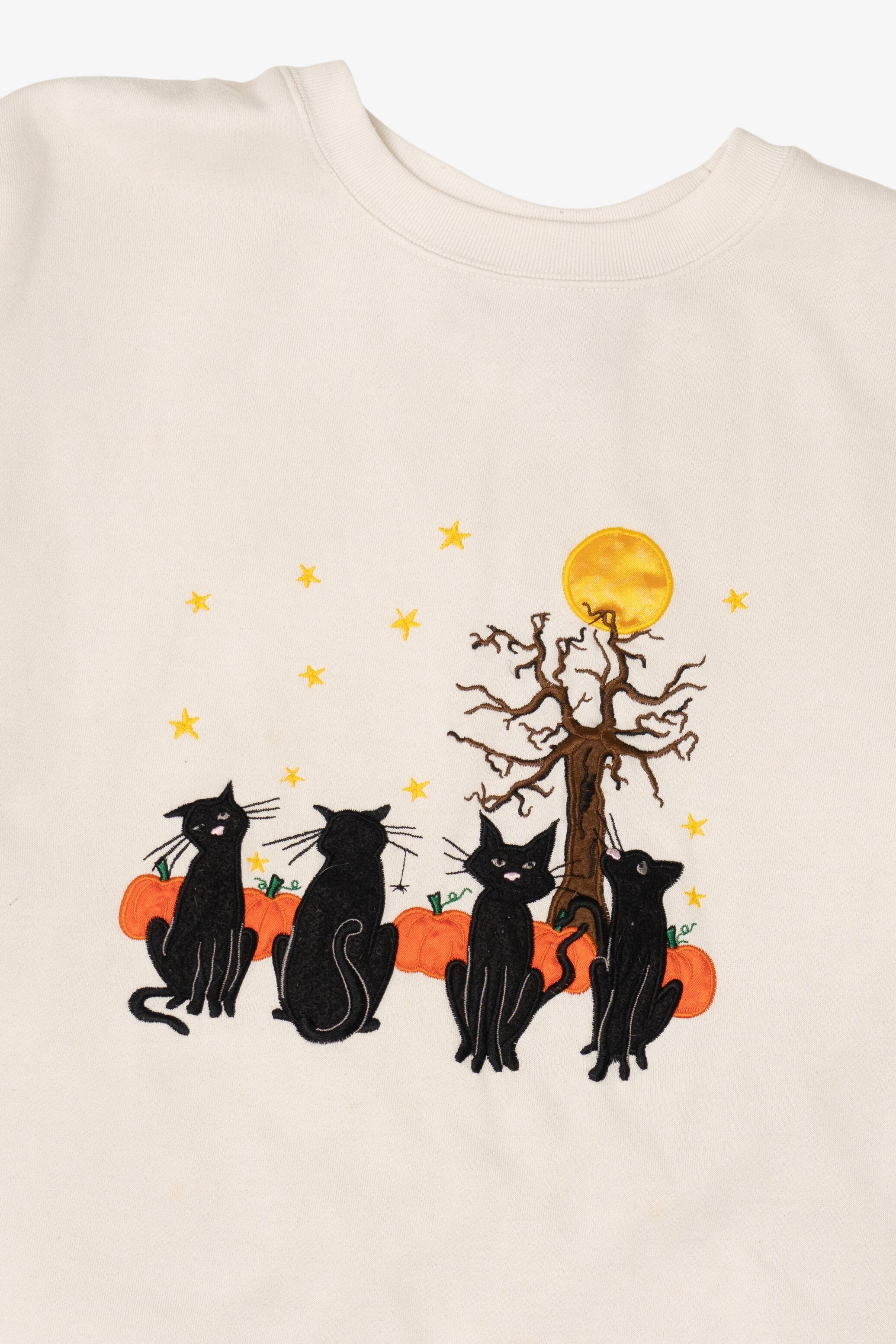 Vintage Black Cats In Pumpkin Field Halloween Sweatshirt (1990s)