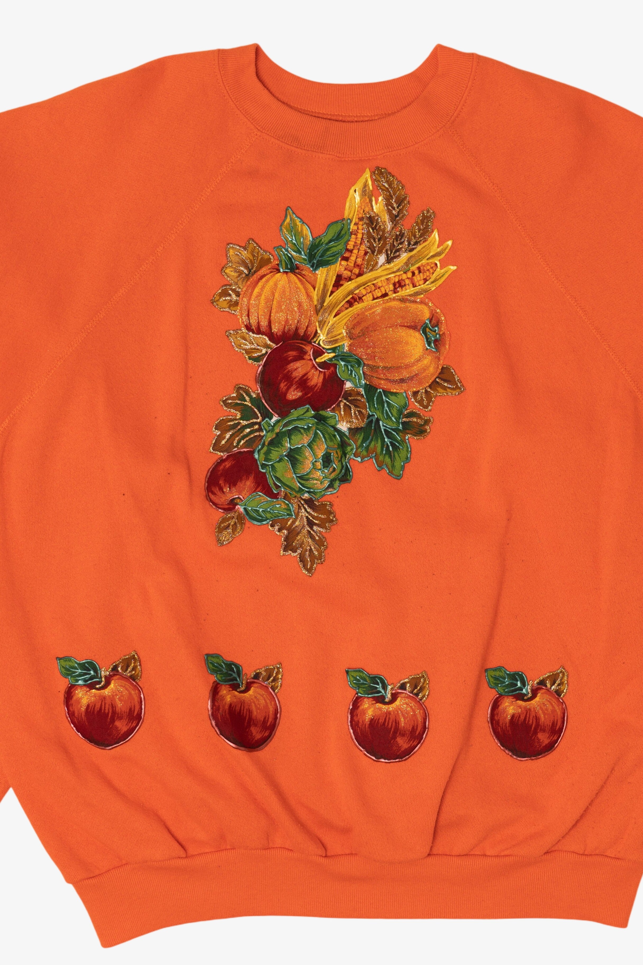 Vintage Orange Pumpkins Halloween Raglan Sweatshirt (1990s)