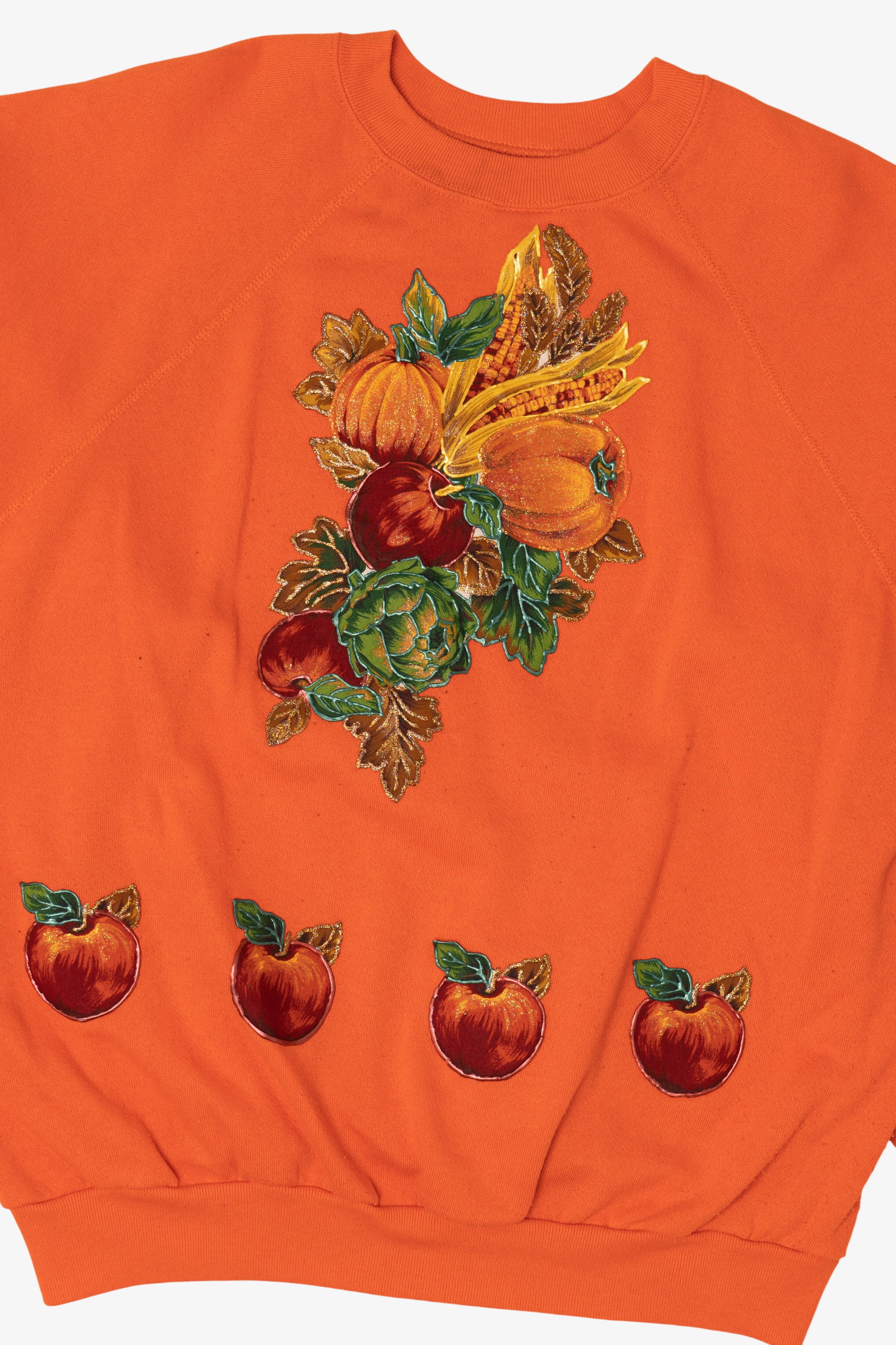 Vintage Orange Pumpkins Halloween Raglan Sweatshirt (1990s)