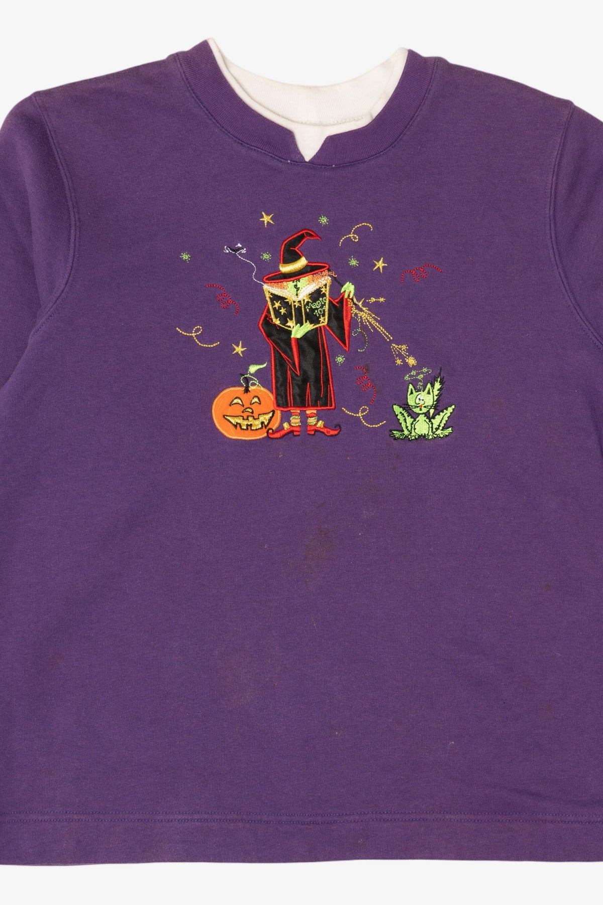 Vintage Purple Witch Casting Spell Halloween Sweatshirt (2000s)