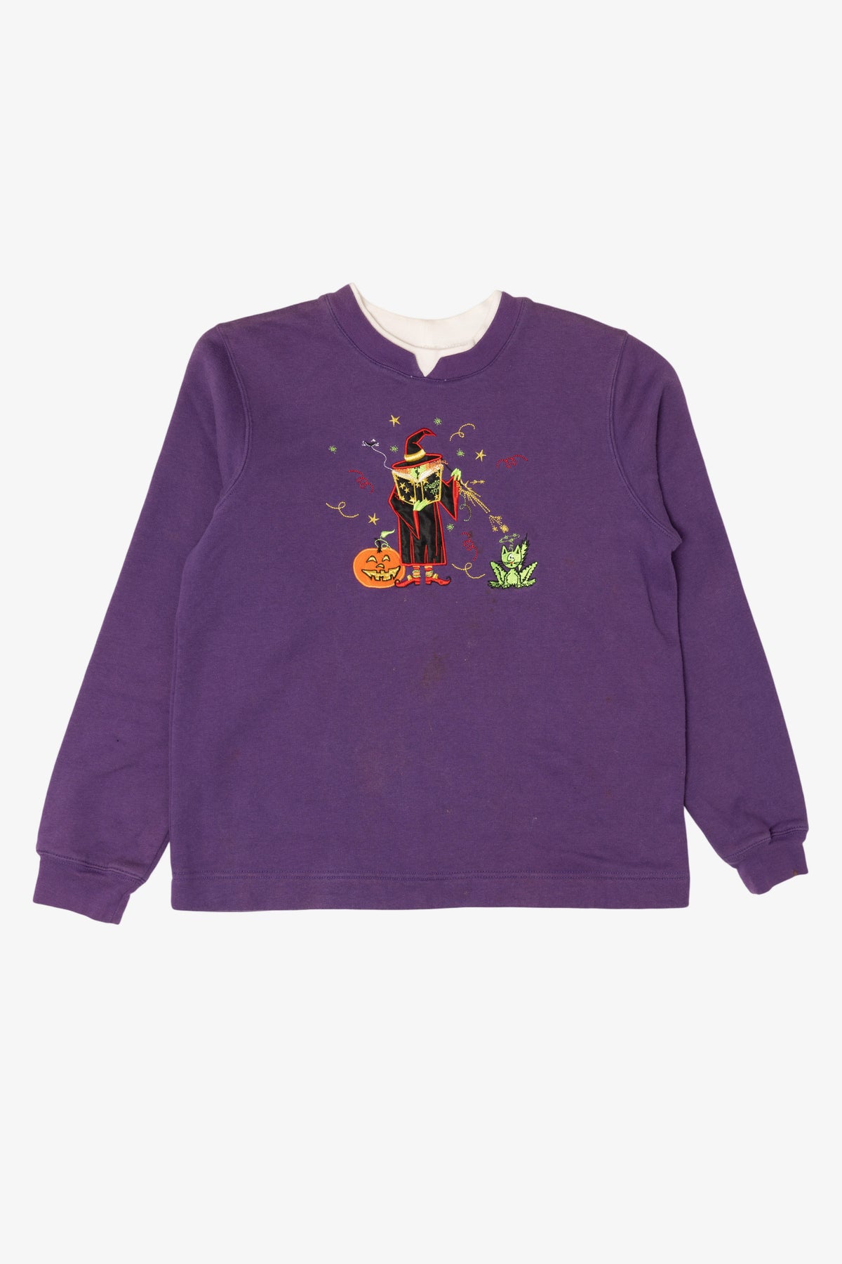 Vintage Purple Witch Casting Spell Halloween Sweatshirt (2000s)